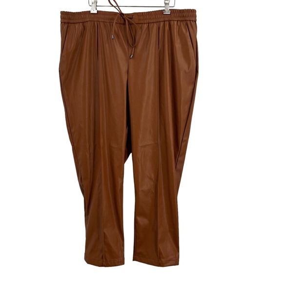 Nine West Brown Faux Leather Pull On Pant Size XXL New - Picture 1 of 5
